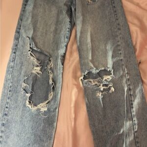 Refuge Denim High Rise Wide Jeans - Light Blue